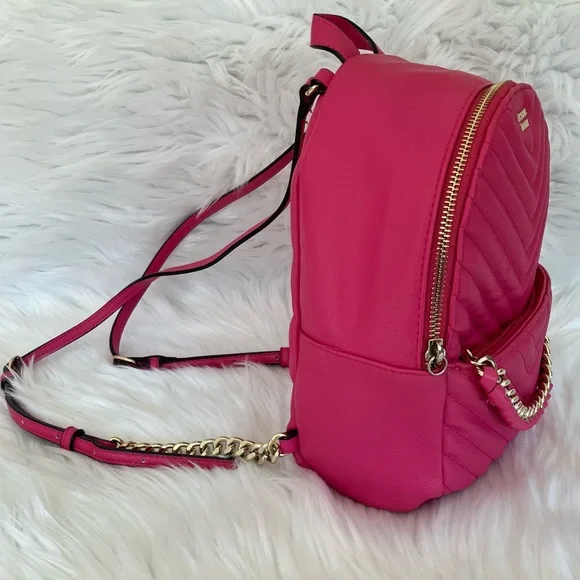 Victoria’s Secret | Hot Pink Mini Quilted & Gold Chain Backpack - Picture 5 of 15
